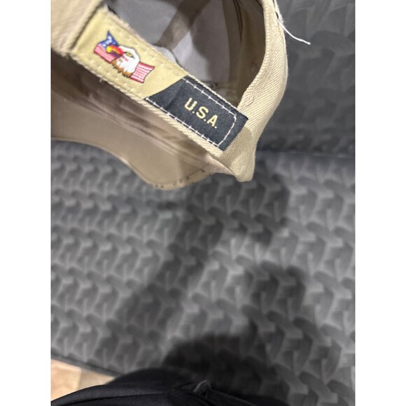 Eagle Embroidered Beige Baseball Cap U.S.A. Design Adjustable Strap NRA America - Picture 7 of 7